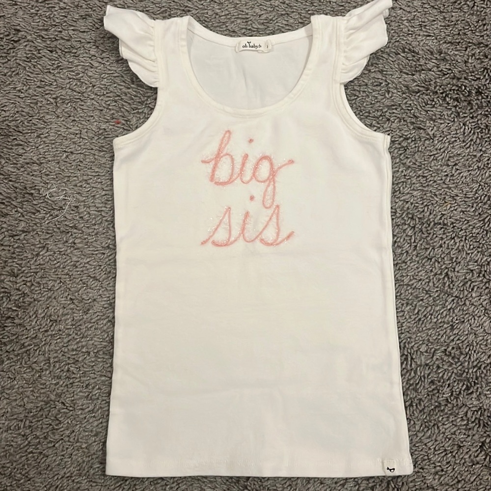 Sparkle pink big sister tank top